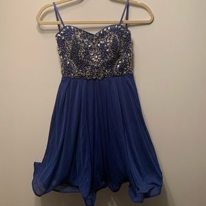 Blue strapless dress